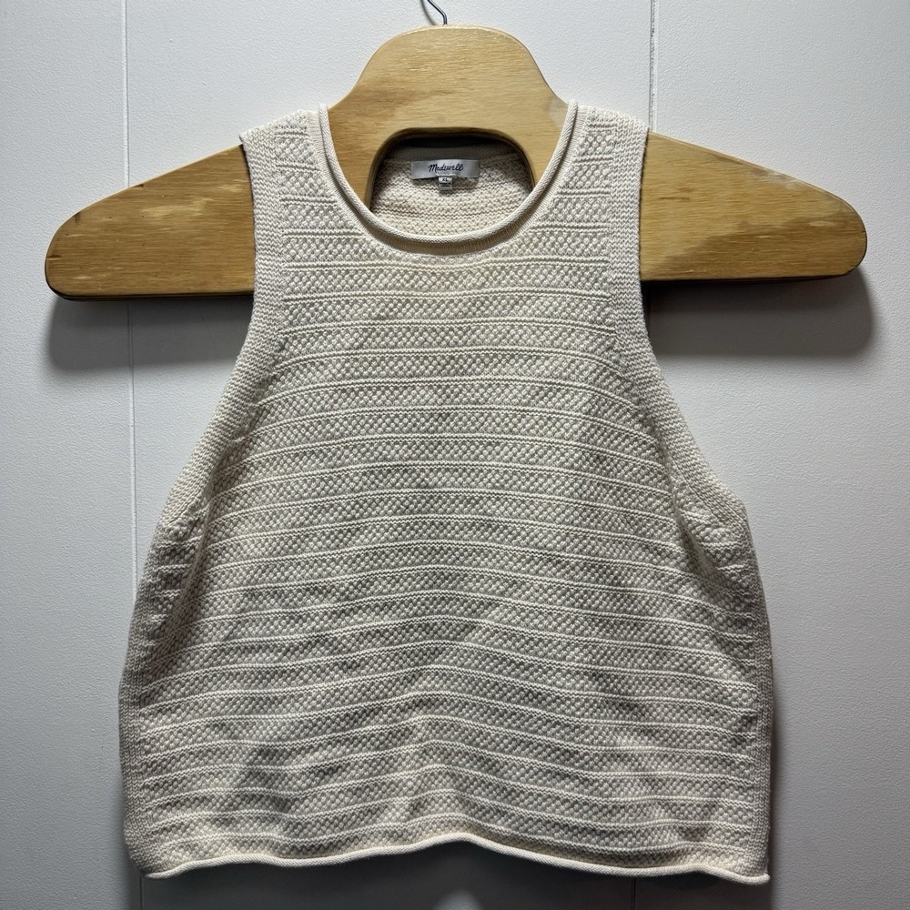 Madewell‎ Sweater Tank Womens Size XL Cream Knit Sleeveless